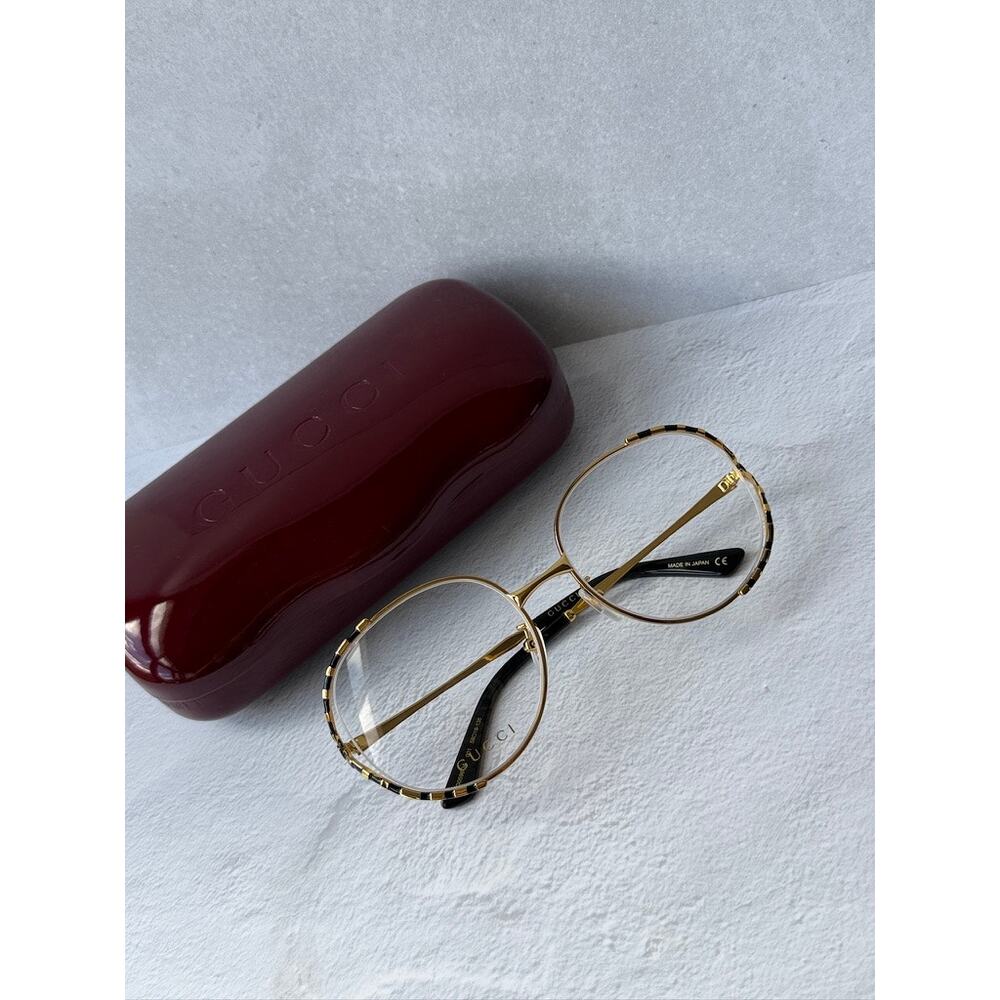 NEW Gucci GG0596OA Gold Black Round Eyeglasses Frames - Picture 3 of 9